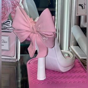 Pink Bow High Heel Ceramic Decor | Girly Vanity & Closet Art I Glam Display